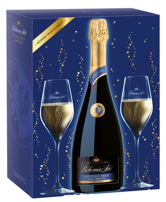 Obrázek Bohemia Sekt Prestige brut + 2sklenky, dárkové balení