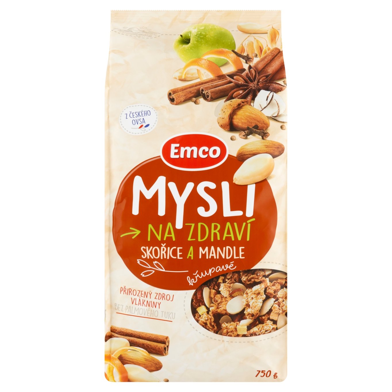 Emco Mysli na Zdraví Křupavé skořice a mandle 750g