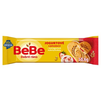 Obrázek Opavia BeBe Dobré ráno s jogurtem a jahodami sušenky s 5 celozrnnými cereáliemi balení 50.6 g