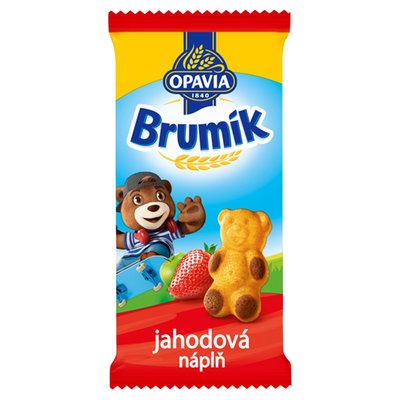Obrázek Opavia Brumík s jahodovou náplní Jemné pečivo Bez barviv a konzervantů Individuální balení 30 g
