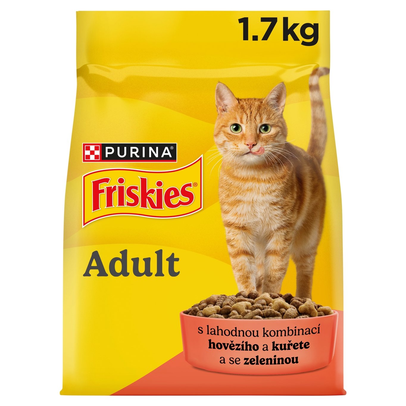 Czech Republic product data sample: Friskies granule pro kočky hovězí, kuře 1,7kg