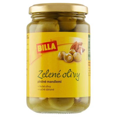 Obrázek BILLA Zelené olivy plněné mandlemi 350g