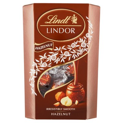 Obrázek Lindt Lindor Čokoládové bonbóny s kousky jader lískových ořechů s jemnou krémovou náplní 200g