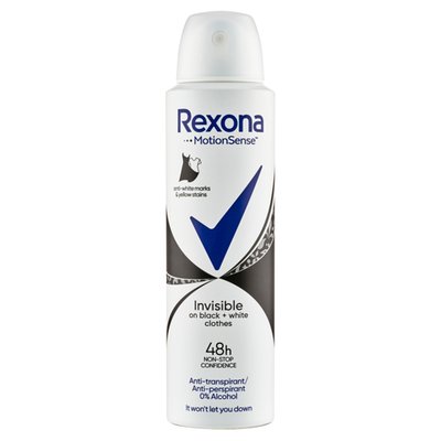 Obrázek Rexona Invisible Black and White Antiperspirant sprej 150ml