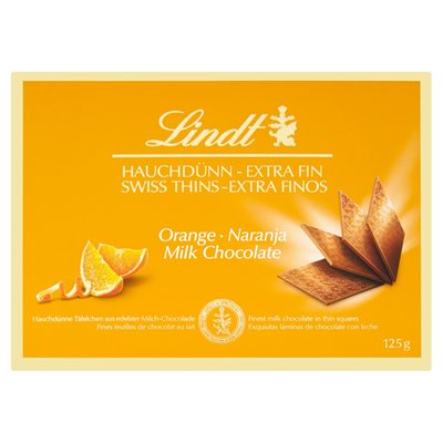 Obrázek Lindt Thins mléčná čokoláda s pomerančem 125g