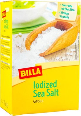 Obrázek BILLA Mořská jedlá sůl s jodem, hrubozrnná 1kg