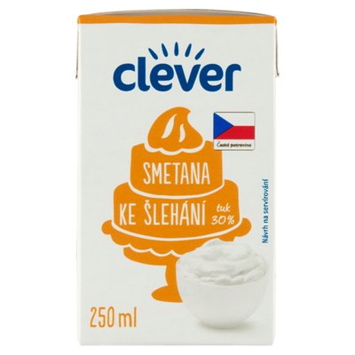 Obrázek clever Smetana ke šlehání 30% tuku 250ml