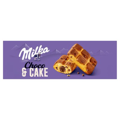 Obrázek Milka Choco&Cake jemné pečivo s kousky mléčné čokolády z alpského mléka a náplní s čokoládou 175 g