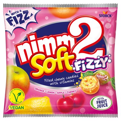 Obrázek nimm2 Soft Fizzy ovocné žvýkací bonbóny s vitaminy a šumivou náplní 90g