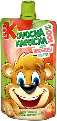 Obrázek Kubík 100% ovocná kapsička jablko broskev 100g