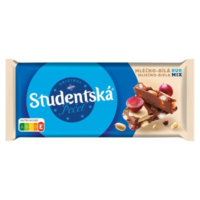 Obrázek ORION Studentská pečeť Mléčno-Bílá čokoláda s arašídy, rozinkami a želé 170g