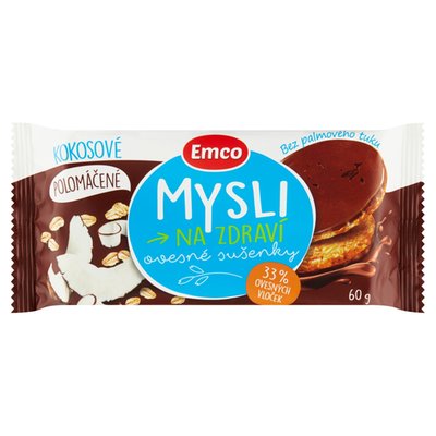 Obrázek Emco Mysli na Zdraví Ovesné sušenky kokosové polomáčené 60g