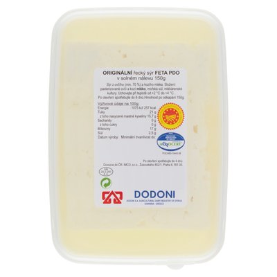 Obrázek Dodoni Originální řecký sýr Feta PDO v solném nálevu 150g