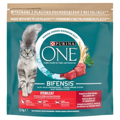 Obrázek Purina ONE Bifensis Sterilised granule pro kočky hovězí 1,5kg