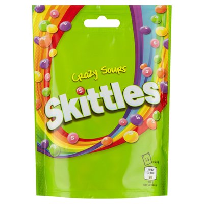 Obrázek Skittles Crazy sours žvýkací bonbóny v křupavé cukrové krustě s kyselými ovocnými příchutěmi 174g
