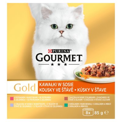 Obrázek GOURMET Gold Multipack kousky ve šťávě se zeleninou 8 x 85g