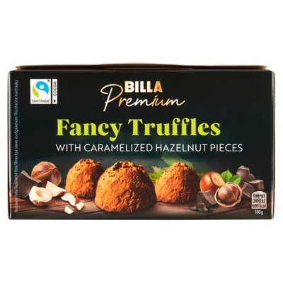 Obrázek BILLA Premium Truffles kakaové cukrovinky s karamelizovanými kousky lískových ořechů 200g