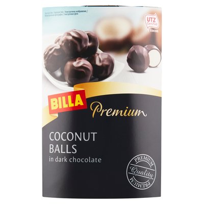 Obrázek BILLA Premium Coconut Balls cukrovinka s kokosem v hořké čokoládě 125g