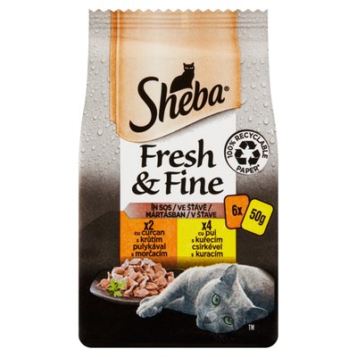 Obrázek Sheba Fresh & Fine Kompletní mokré krmivo pro dospělé kočky ve šťávě 6 x 50g (300g)