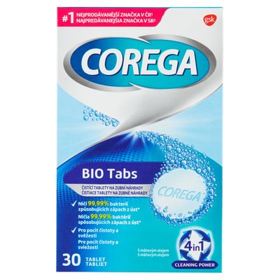 Obrázek Corega Bio Tabs čisticí tablety 4v1 na zubní náhrady, 30 ks