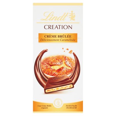 Obrázek Lindt Creation Plněná mléčná čokoláda s chutí Crème Brûlée, kousky karamelu a křupinek 150g