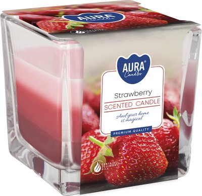 Obrázek Svíčka ve skle jahoda - tříbarevná