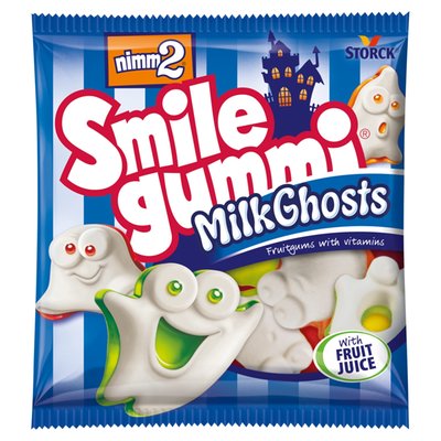 Obrázek nimm2 Smilegummi Milk Ghosts želé s odstředěným mlékem, ovocnou příchutí a vitaminy 90g