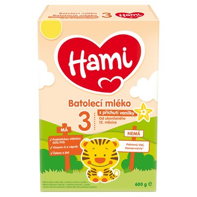 Obrázek Hami 3 batolecí mléko s příchutí vanilky od uk. 12. měsíce 600g