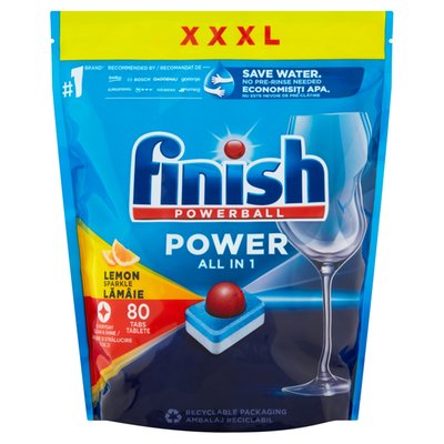 Obrázek Finish Powerball Power All in 1 Lemon Sparkle tablety do myčky nádobí 80 ks 1280g