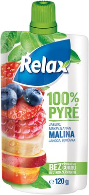 Obrázek Relax 100% pyré jablko-mrkev-banán-malina-jahoda-borůvka 120g