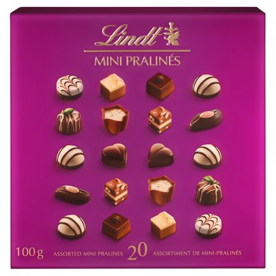 Obrázek Lindt Mini Pralinés kolekce plněných čokoládových bonbónů z mléčné a hořké čokolády 100g