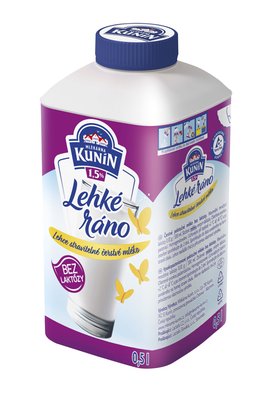 Obrázek Kunín Čerstvé Lehké ráno mléko bez laktózy 1,5% 0,5l