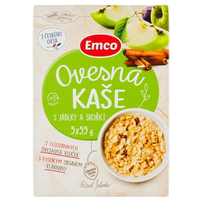 Obrázek Emco Ovesná kaše s jablky a skořicí 5 x 55g (275g)