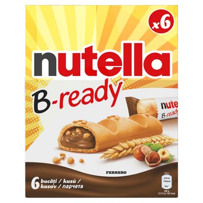 Obrázek Nutella B-ready Křupavá oplatka plněná lískooříškovou pomazánkou s kakaem a křupkami 6 x 22g