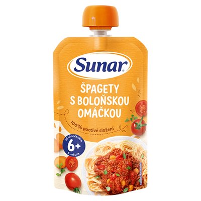 Obrázek Sunar příkrm špagety s boloňskou omáčkou 6m+, 120g