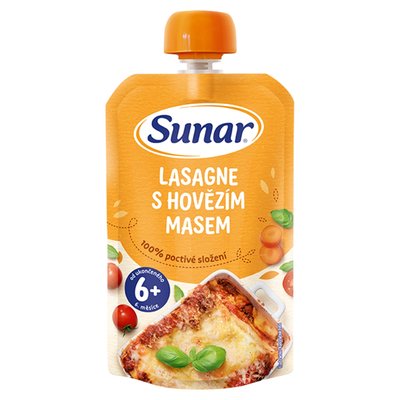 Obrázek Sunar příkrm lasagne s hovězím masem 6m+, 120g
