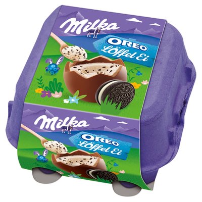 Obrázek Milka Egg 'n' Spoon, čokoládová vajíčka s mléčnou náplní a kousky Oreo sušenky 128g