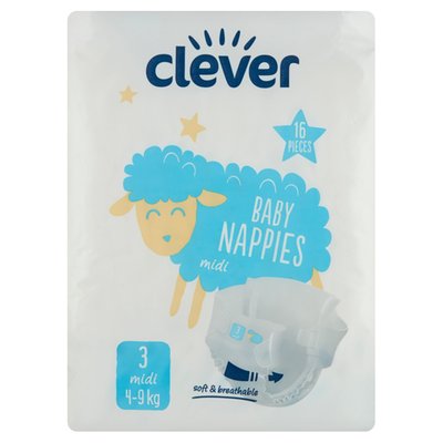 Obrázek clever Dětské jednorázové plenky 3 midi 4-9 kg 16 ks