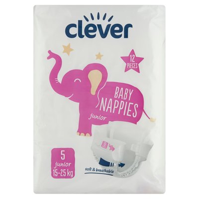 Obrázek clever Dětské jednorázové plenky 5 junior 15-25 kg 12 ks