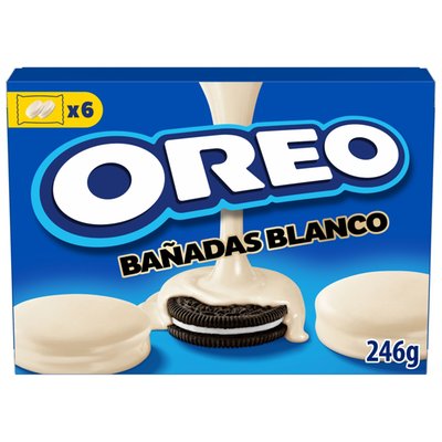 Obrázek Oreo sušenky s vanilkovou náplní, bílá poleva 246g