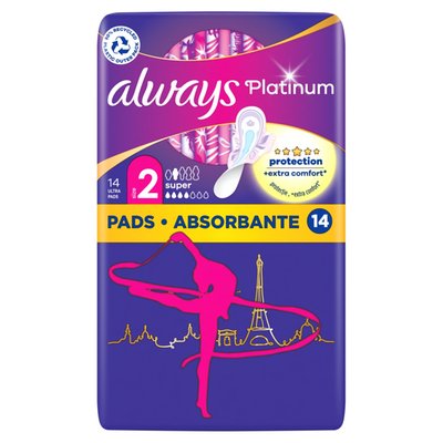 Obrázek Always Platinum Super (Size 2) Sanitary Towels With Wings 14 Pads