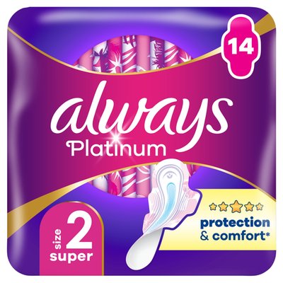 Obrázek Always Platinum Super (Velikost 2) Hygienické Vložky S Křidélky 14 ks
