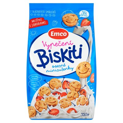 Obrázek Emco Vypečení biskiti mléční s jahodami 350g