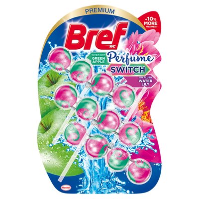 Obrázek Bref Perfume Switch apple-water lilly tuhý WC blok 3x50g