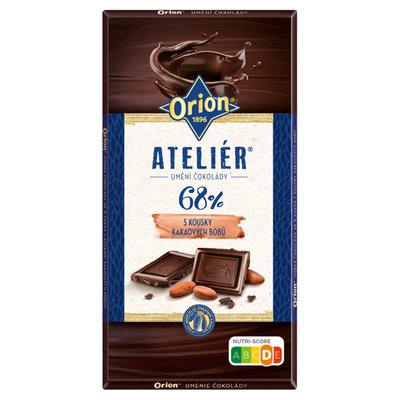 Obrázek ORION ATELIÉR Extra hořká čokoláda 68% kakaové boby 100g
