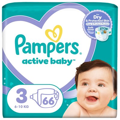 Obrázek Pampers Active Baby, Velikost 3, 66 Plenky, 6kg-10kg