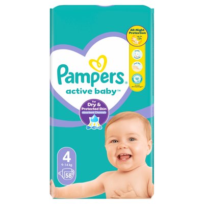 Obrázek Pampers Active Baby Size 4, 58Nappies,9kg-14kg