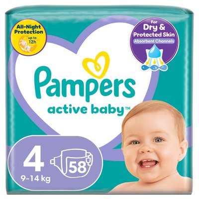 Obrázek Pampers Active Baby 4, 58 Plenky, 9kg-14kg