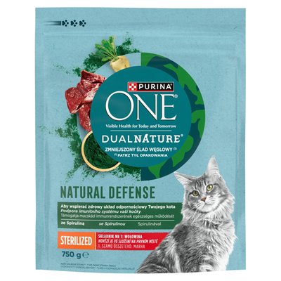 Obrázek Purina ONE Dual Nature Sterilised granule pro kočky spirulina, hovězí 750g