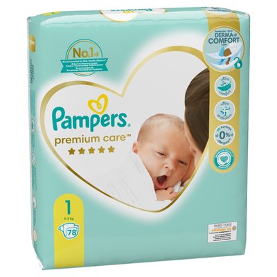 Obrázek Pampers Premium Care 1 Newborn 2-5 kg plenkové kalhotky 78 kusů